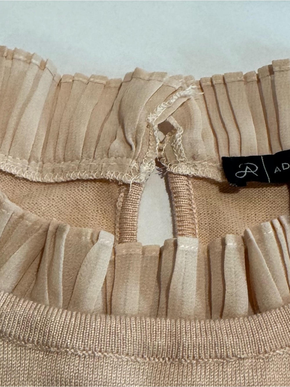 Adrianna Papell Blush Pleated Sleeve Ruffle Neck Sweater – Medium - Picture 10 of 13
